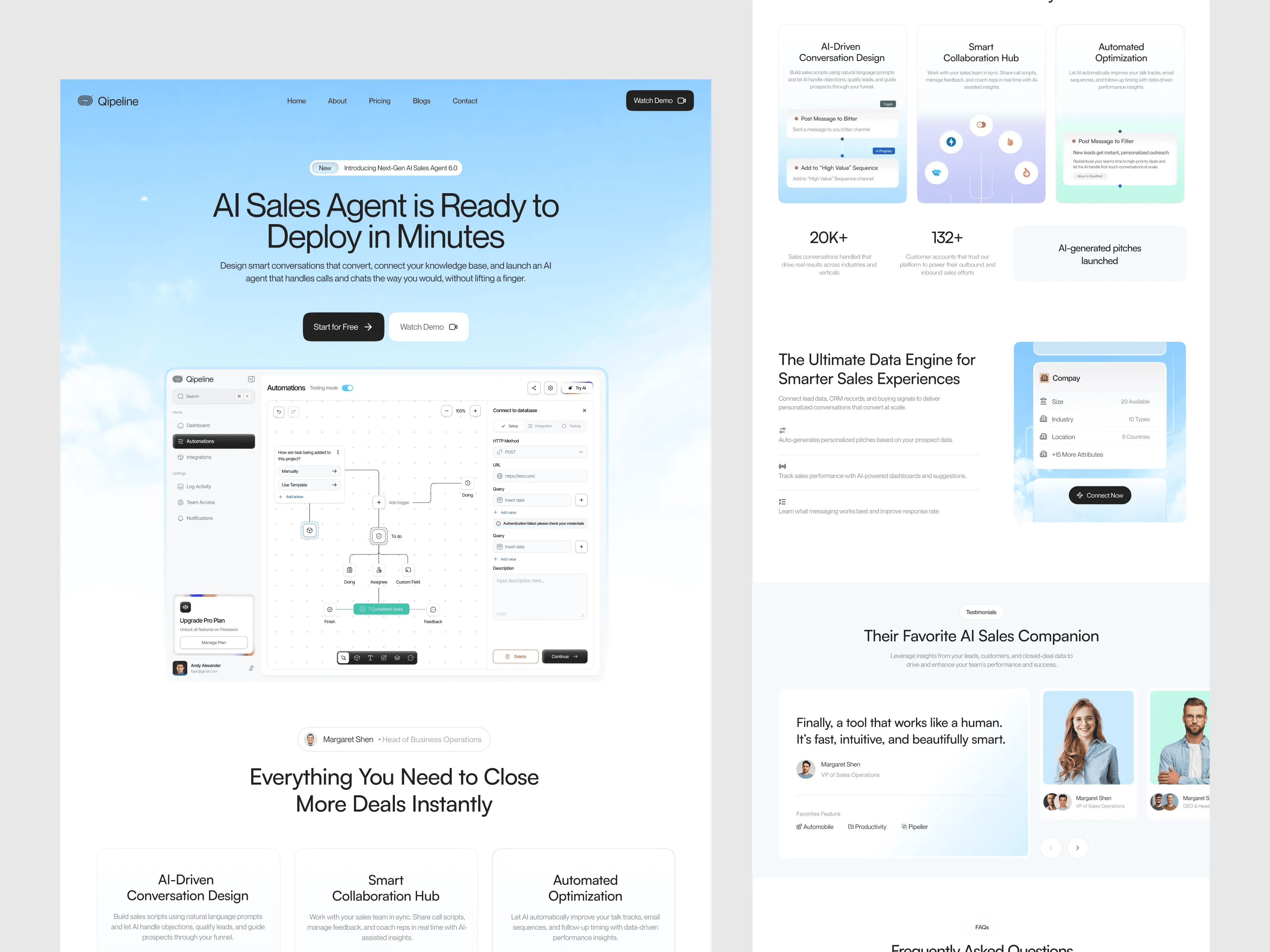 AI sales agent SaaS landing page