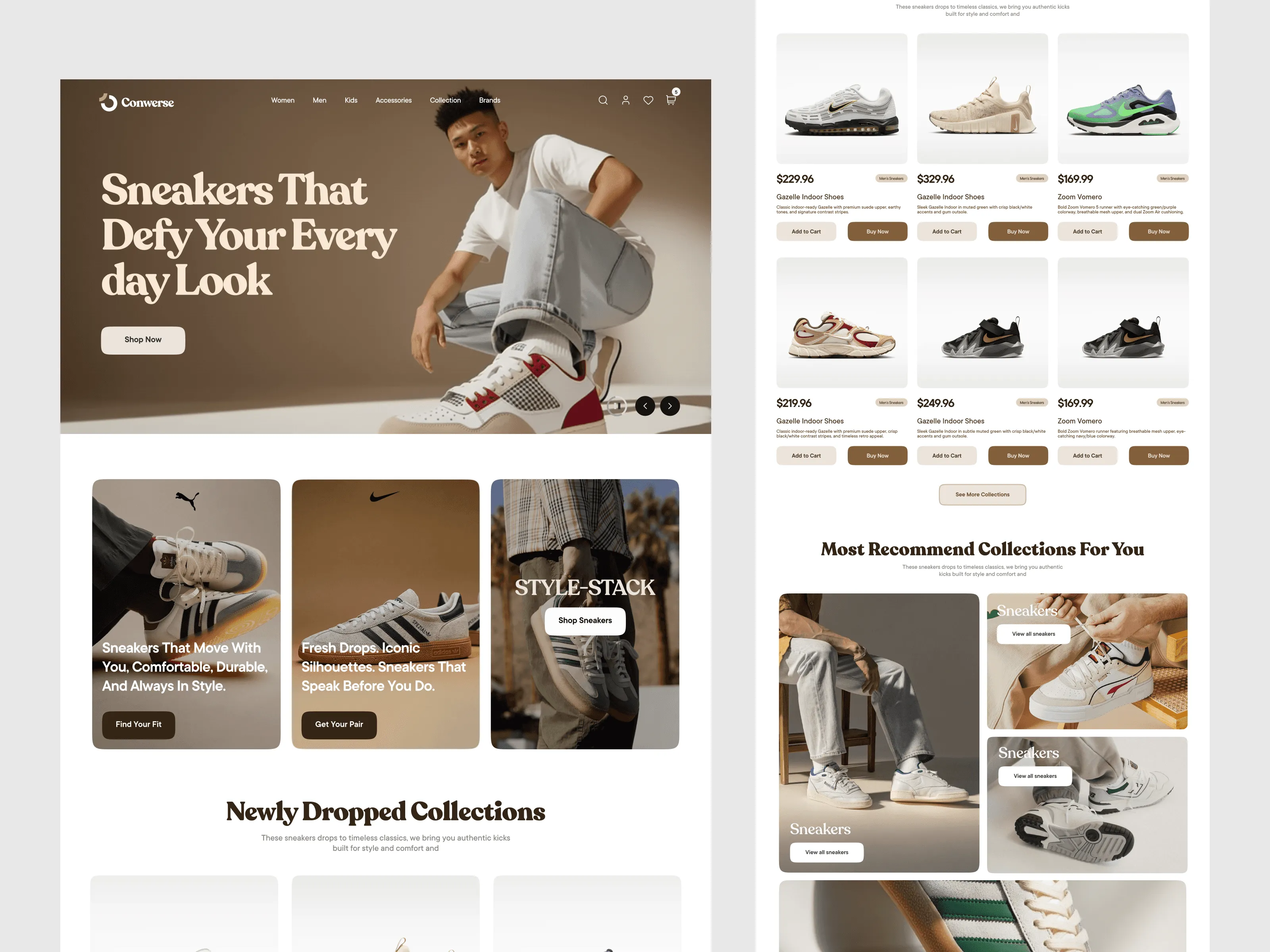 Sneaker e-commerce store website