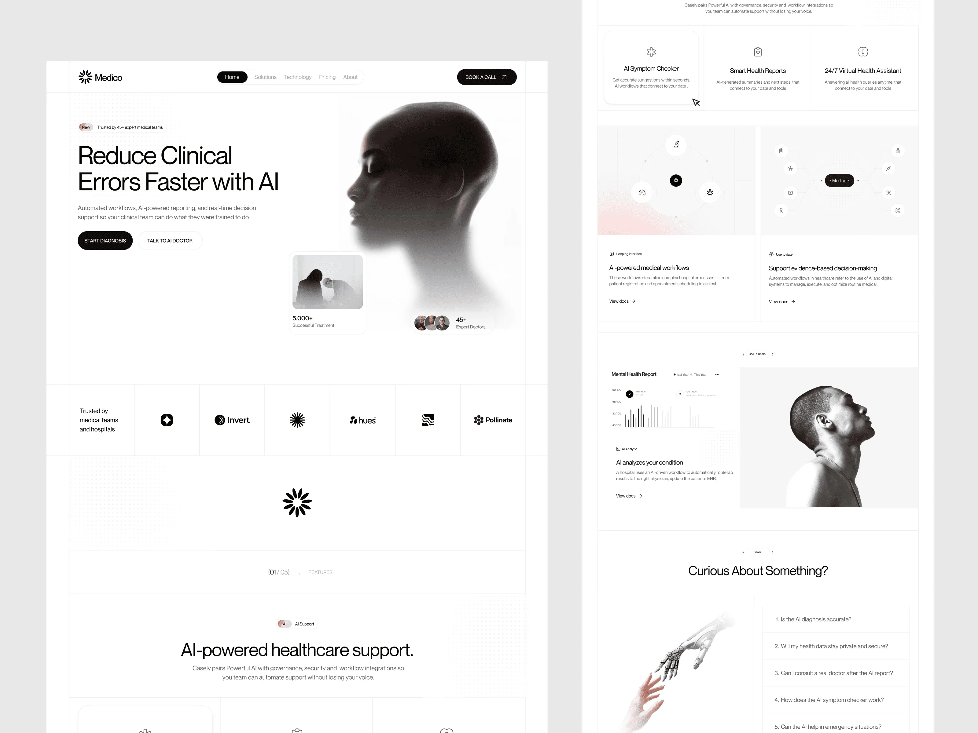 AI healthcare SaaS landing page