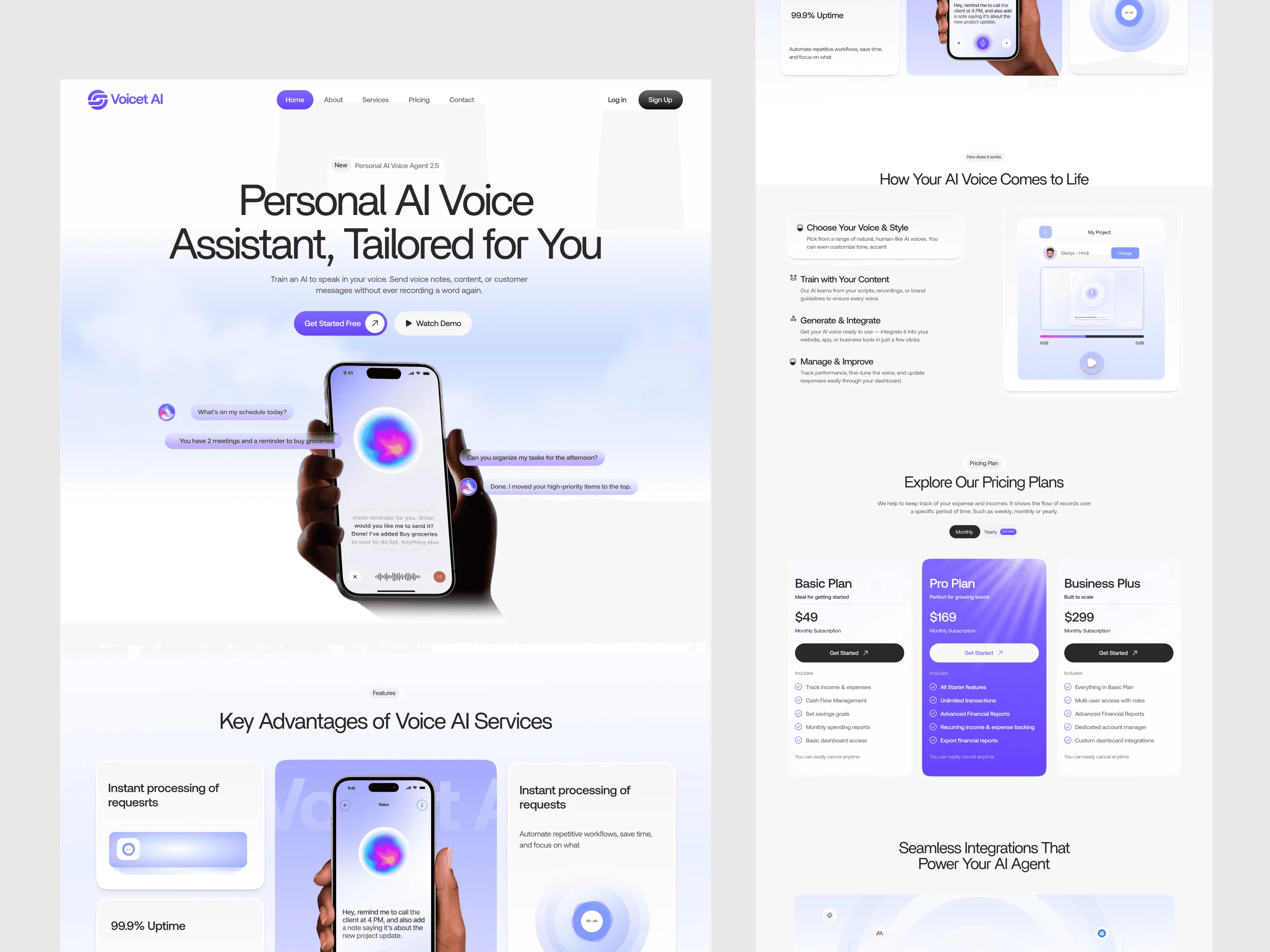 AI voice assistant app landing page
