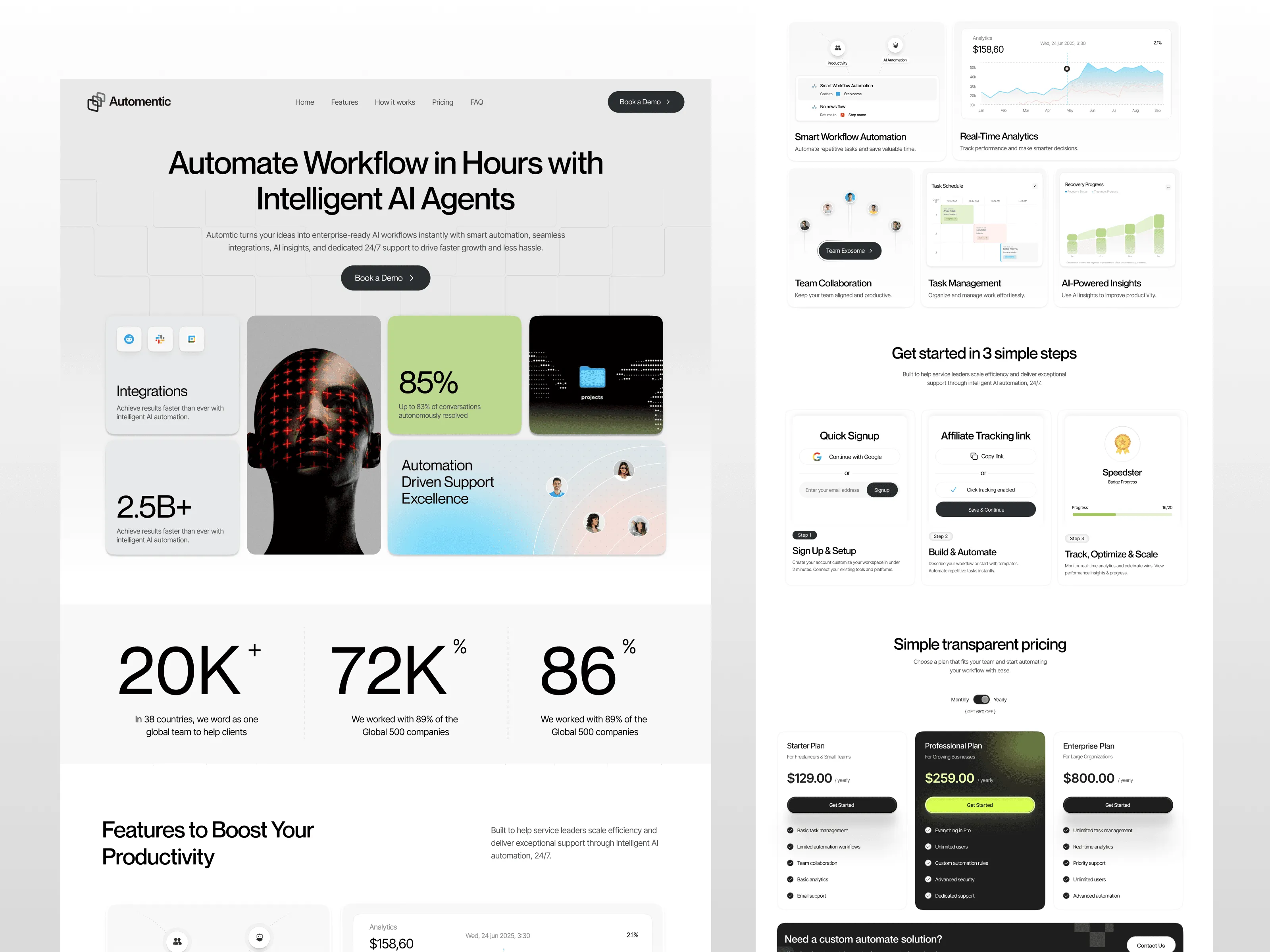 AI workflow automation SaaS landing page