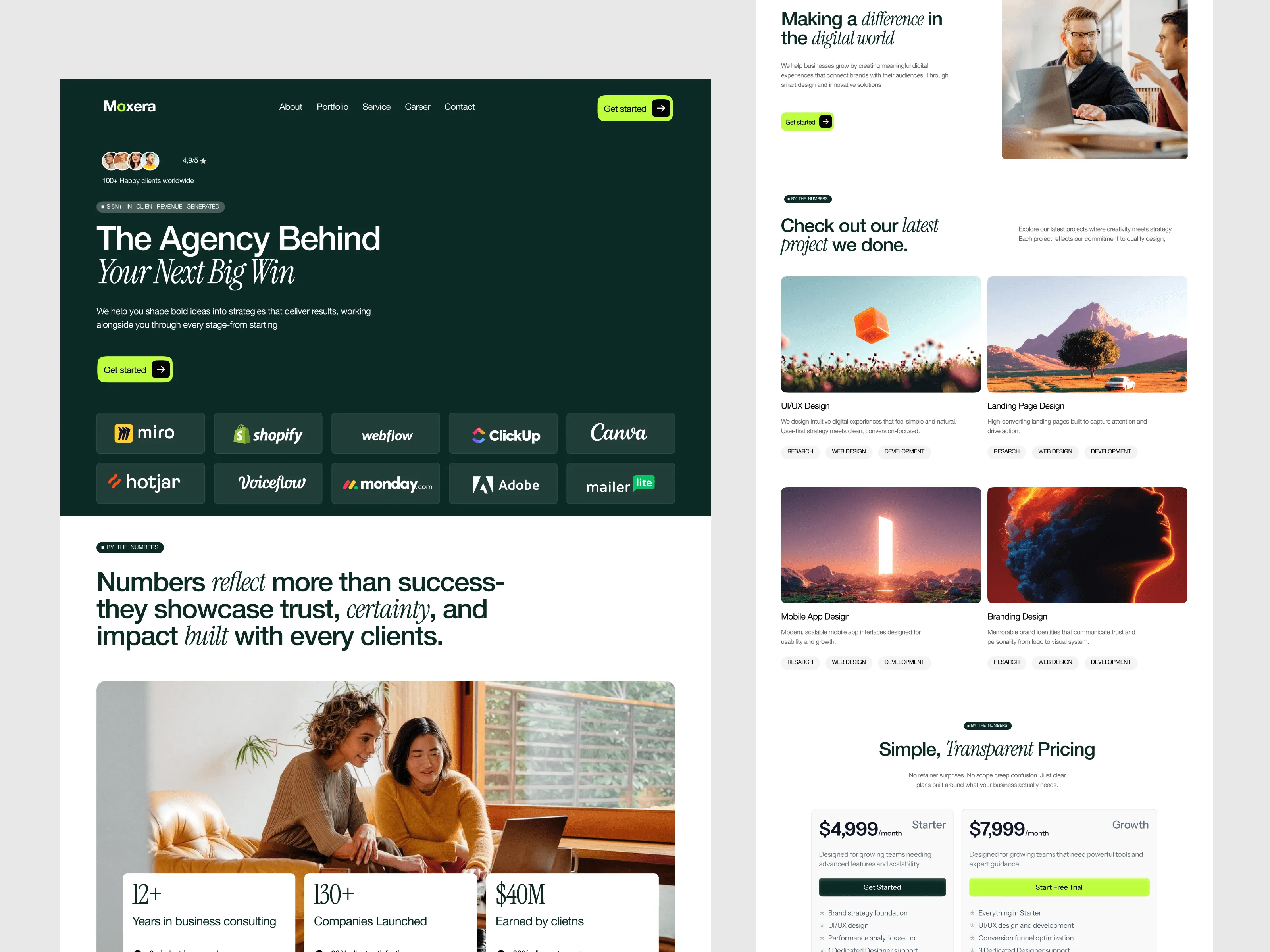 Dark creative agency website design